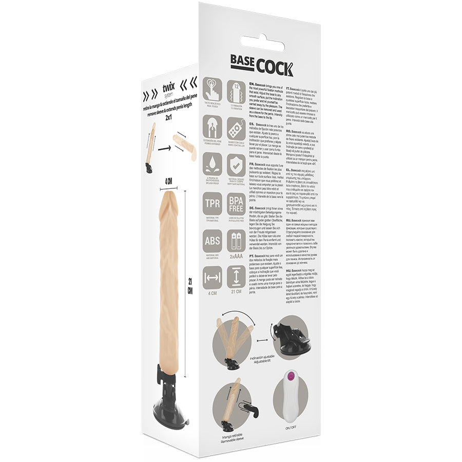 BASECOCK - REALISTIC VIBRATOR NATURAL REMOTE CONTROL 21 CM -O- 4 CM