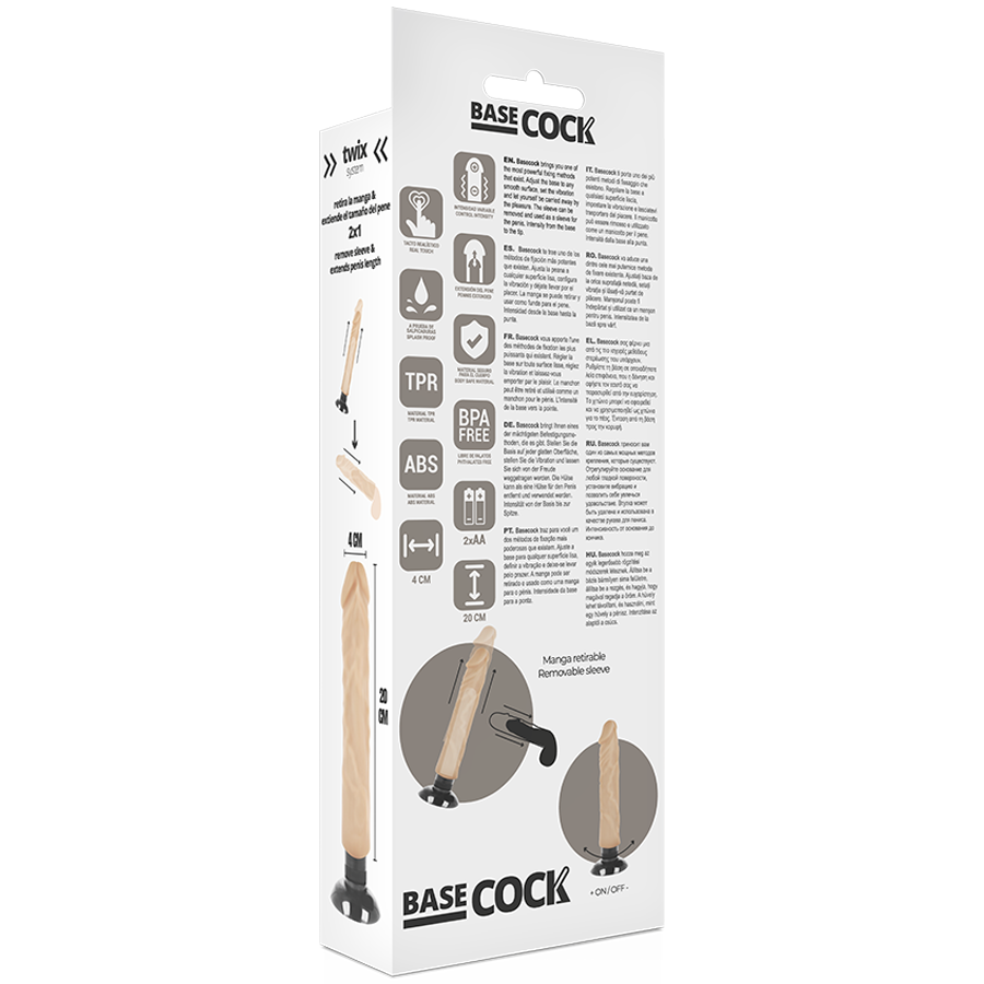 BASECOCK - VIBRADOR REALISTICO 2-1 NATURAL 20 CM -O- 4 CM