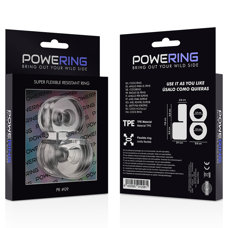 POWERING - SUPER FLEXIBLE Y RESISTENTE ANILLO PENE DOBLE PR09 CLEAR