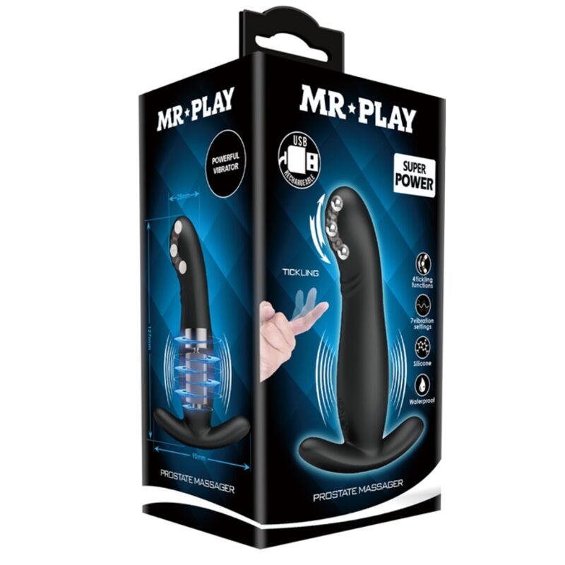 MR PLAY - MASAJEADOR DE PROSTATA NEGRO RECARGABLE