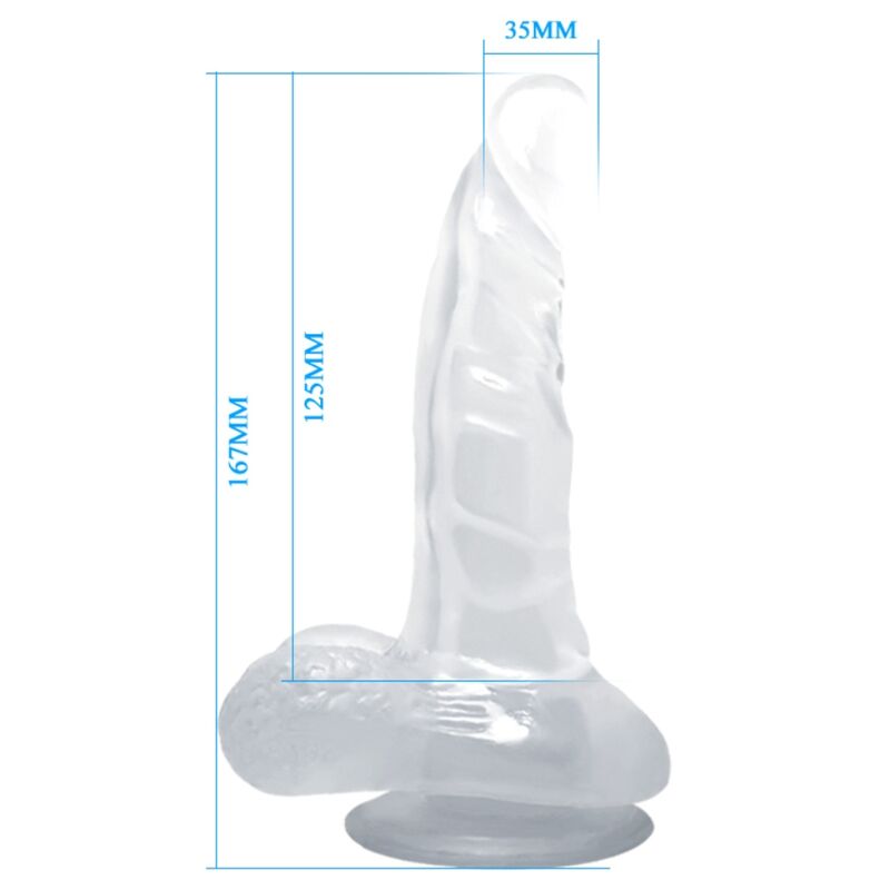 DANCE - REALISTIC DILDO WITH SUCTION CUP AND TESTICLES 16.7 CM TRANSPARENT