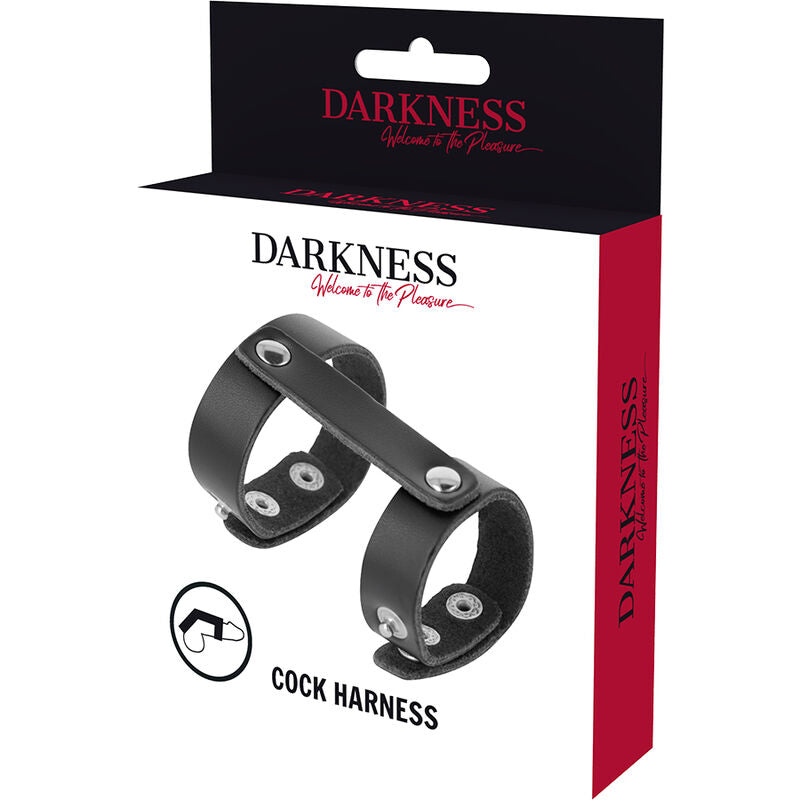 DARKNESS - ANILLO PENE Y TESTICULOS AJUSTABLE LEATHER