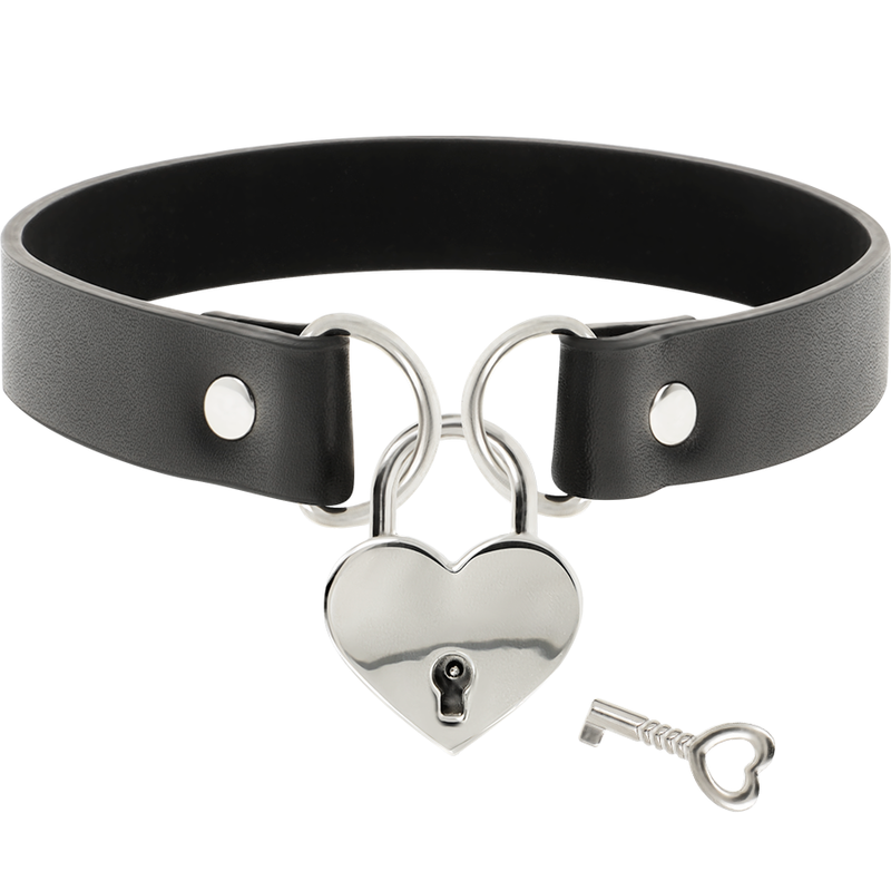 COQUETTE - CHIC DESIRE COLLAR CUERO VEGANO ACCESORIO CORAZÓN CON LLAVE