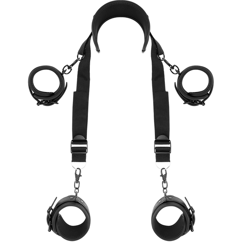 FETISH SUBMISSIVE - MASTER POSITION WITH 4 NOPRENE LINING HANDCUFFS