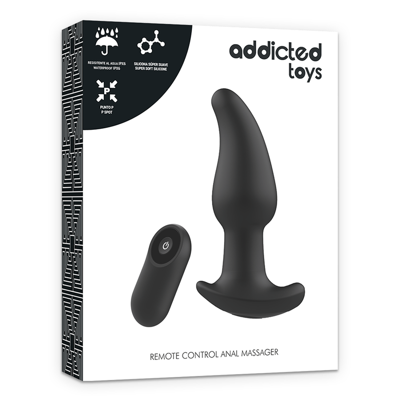 ADDICTED TOYS - CONTROL REMOTO PLUG ANAL P-SPOT NEGRO PUNTA FINA